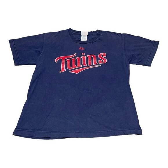 Minnesota Twins Shirt Mens XL Blue Short Sleeve Baseball MLB Majestic Mauer #7 - Picture 1 of 5